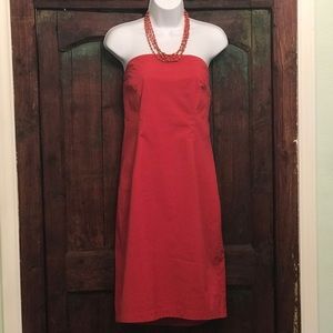 J. Crew Coral Strapless Cotton Dress, Size 8